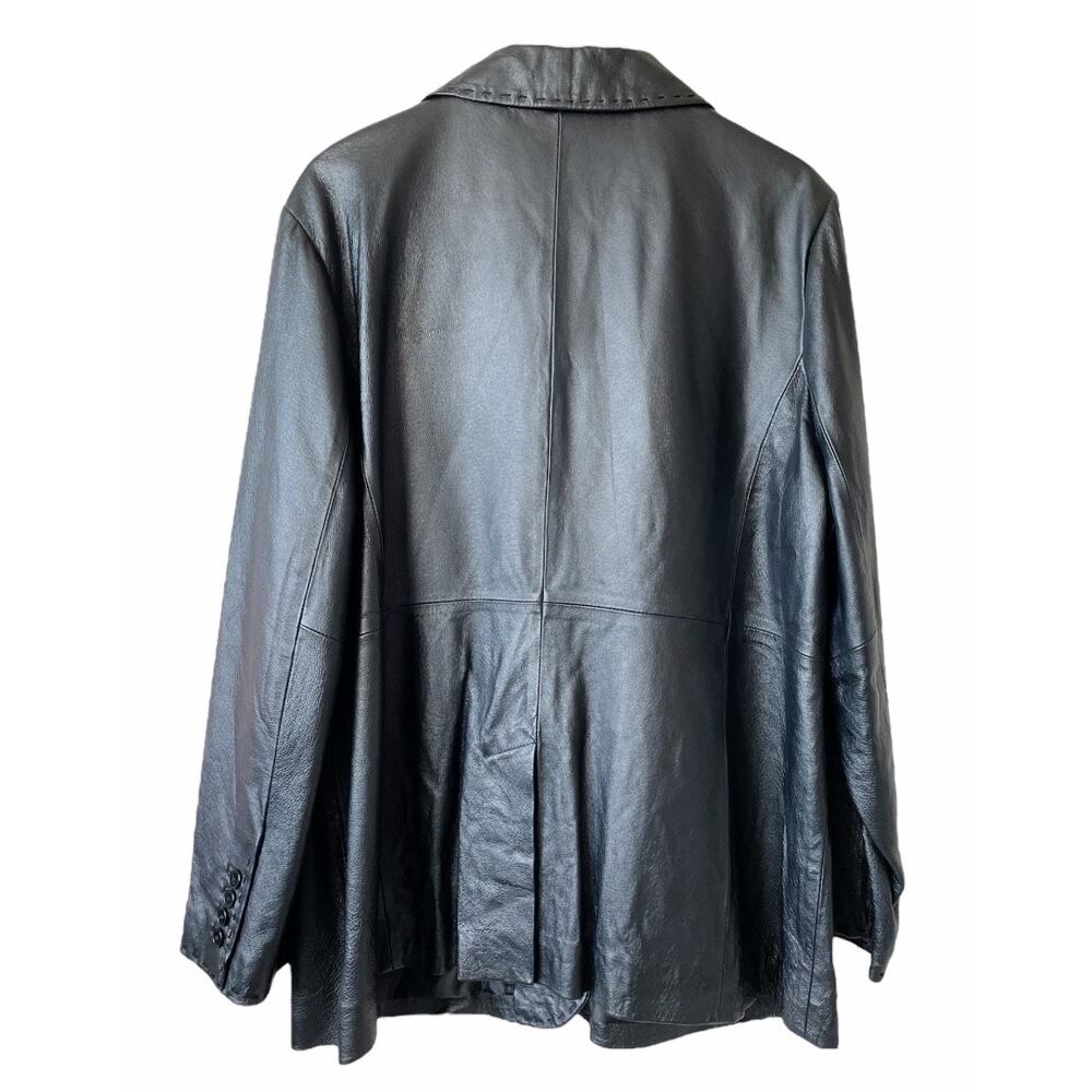 Venezia Genuine Leather Blazer Jacket Black Plus Size 18/20 Classic Tailored - Picture 4 of 11